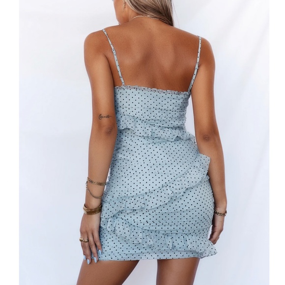 ⭐️ Mimosa Time Polka Dot Chic Glam Girly Party Classy Ruffle Elegant Mini Dress - Picture 5 of 12